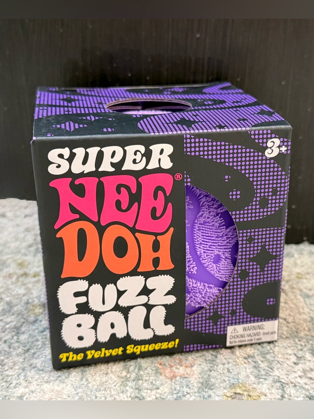 NeeDoh Purple Super Fuzz Ball — Velvet Squeeze Stress Toy